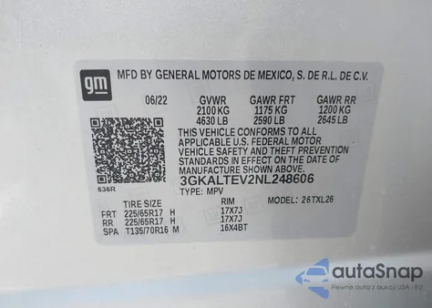 2022 GMC Terrain Awd Sle from USA, damaged, VIN 3GKALTEV2NL248606